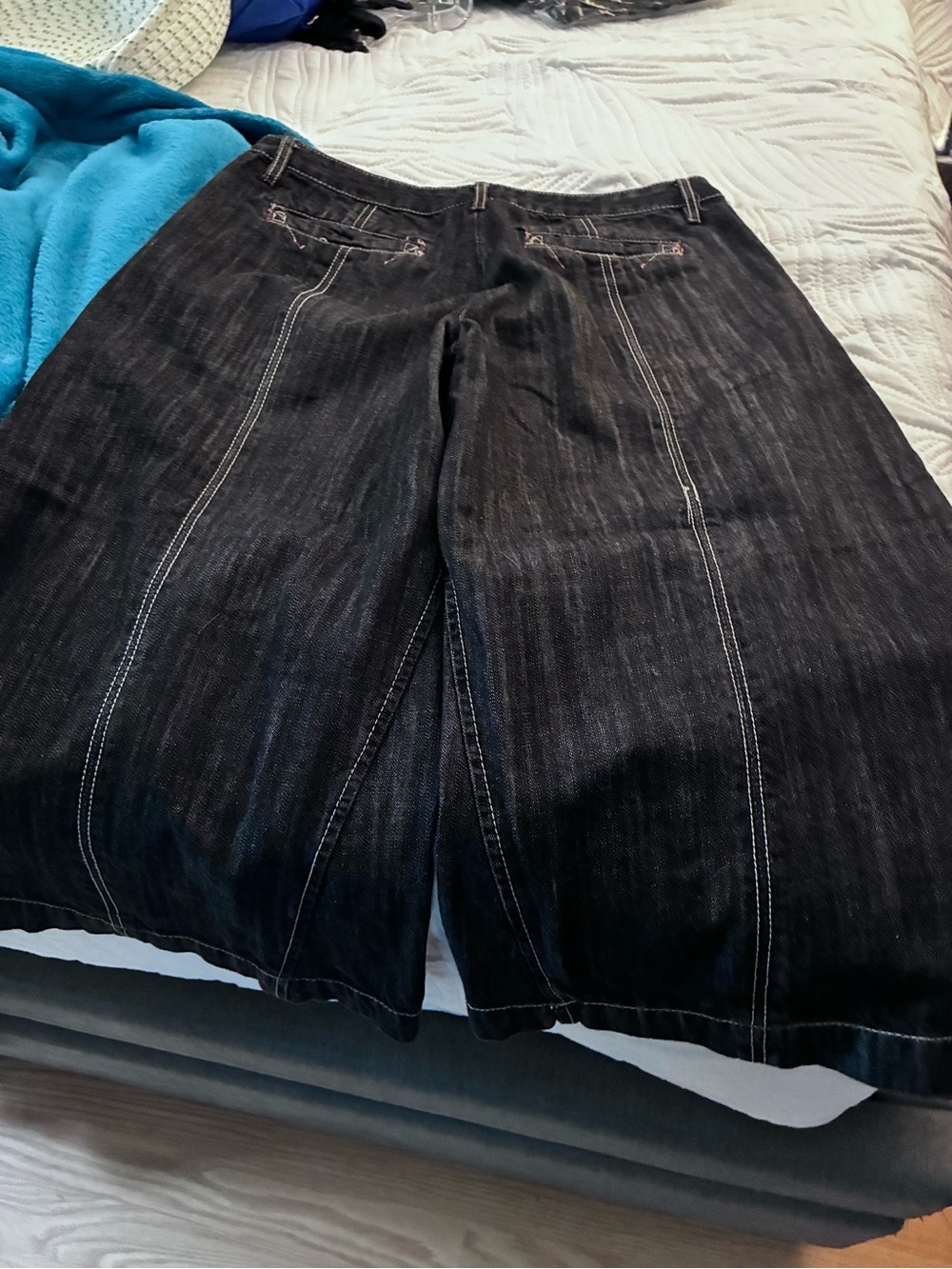 Dark Gray Denim Gauchos A-Line Midi Skirt pants - Picture 12 of 13